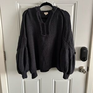 POL Women's Black V-Neck Hoodie Sweater